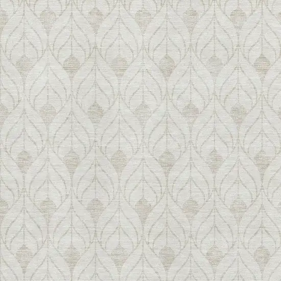 Ivory And Beige Geometric Washable Area Rug With UV Protection Photo 2