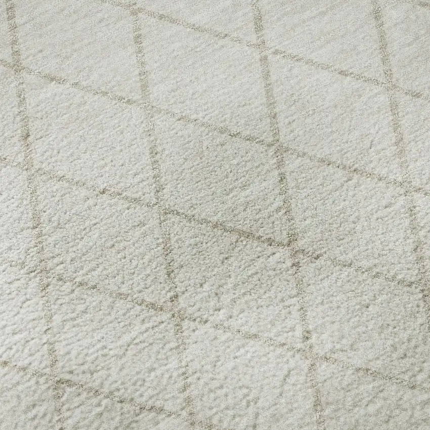 Ivory And Beige Geometric Washable Area Rug With UV Protection Photo 9