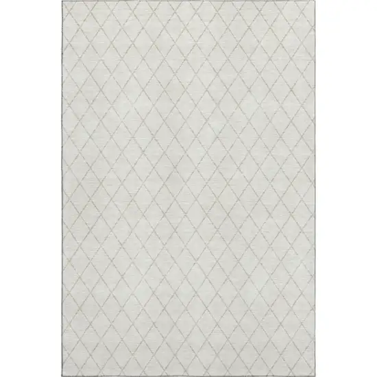 Ivory And Beige Geometric Washable Area Rug With UV Protection Photo 1