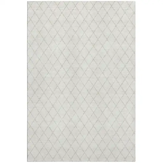 Ivory And Beige Geometric Washable Area Rug With UV Protection Photo 2