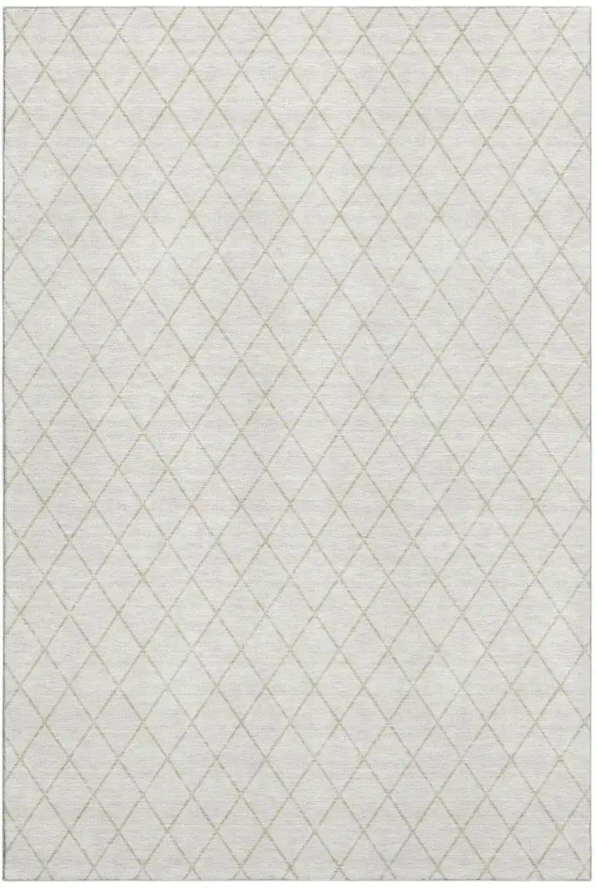 Ivory And Beige Geometric Washable Area Rug With UV Protection Photo 2