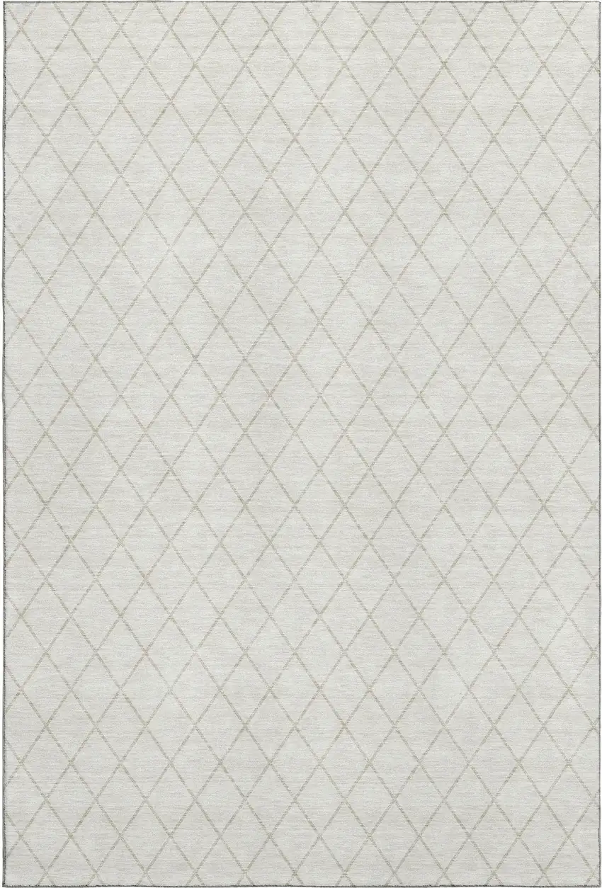 Ivory And Beige Geometric Washable Area Rug With UV Protection Photo 1