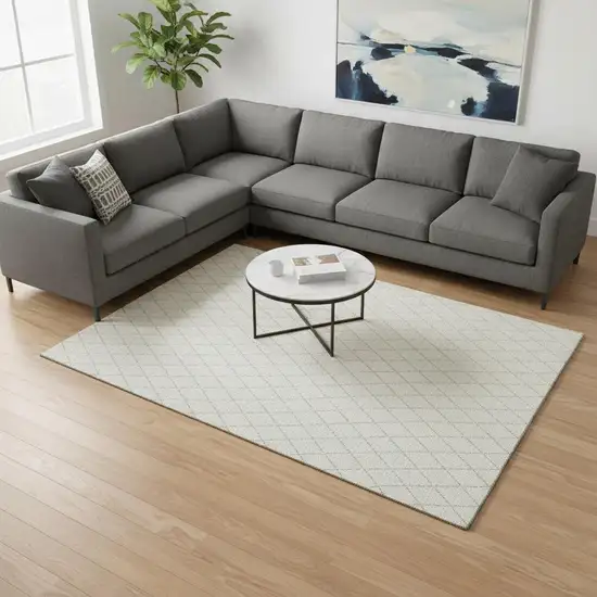 Ivory And Beige Geometric Washable Area Rug With UV Protection Photo 2