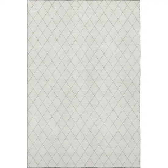 Ivory And Beige Geometric Washable Area Rug With UV Protection Photo 3