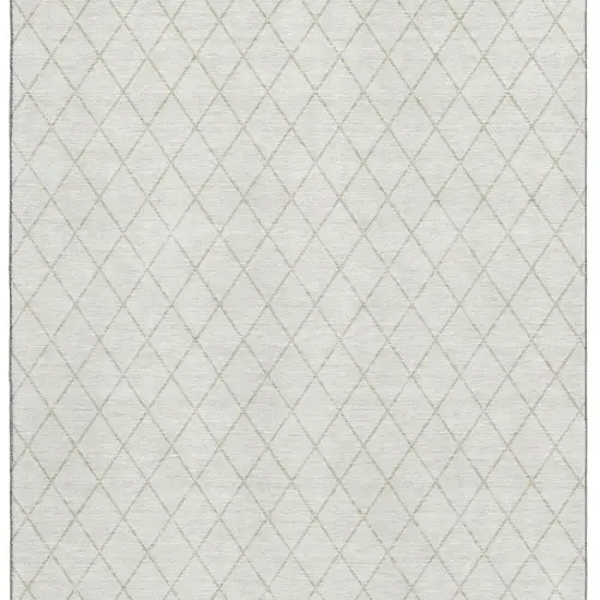 Ivory And Beige Geometric Washable Area Rug With UV Protection Photo 2