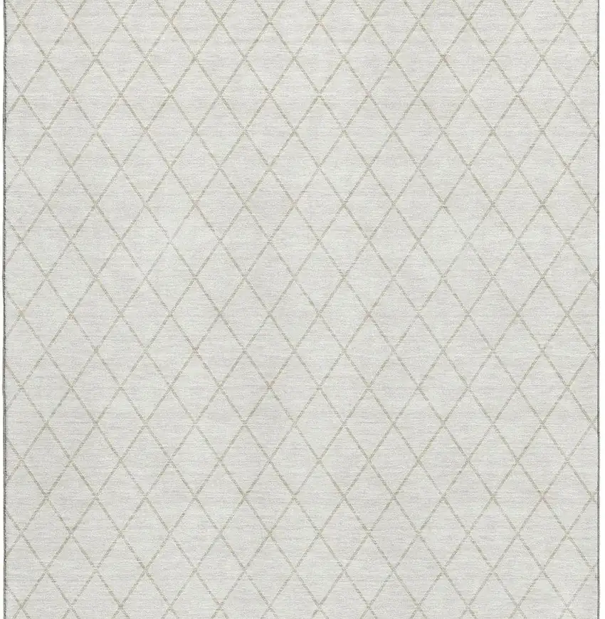 Ivory And Beige Geometric Washable Area Rug With UV Protection Photo 2