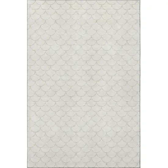 Ivory And Beige Geometric Washable Area Rug With UV Protection Photo 3