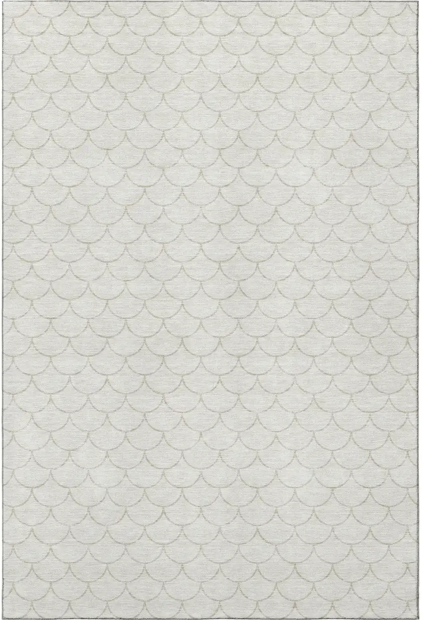 Ivory And Beige Geometric Washable Area Rug With UV Protection Photo 2