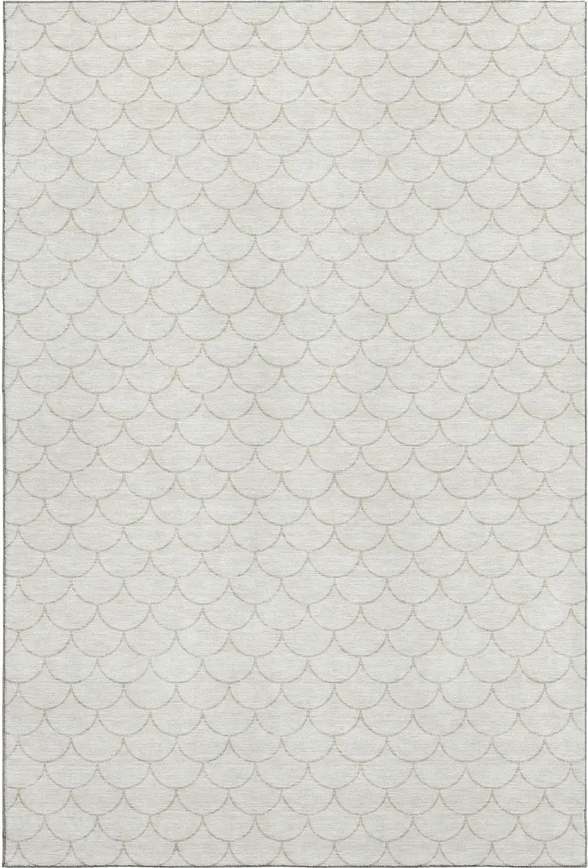 Ivory And Beige Geometric Washable Area Rug With UV Protection Photo 1