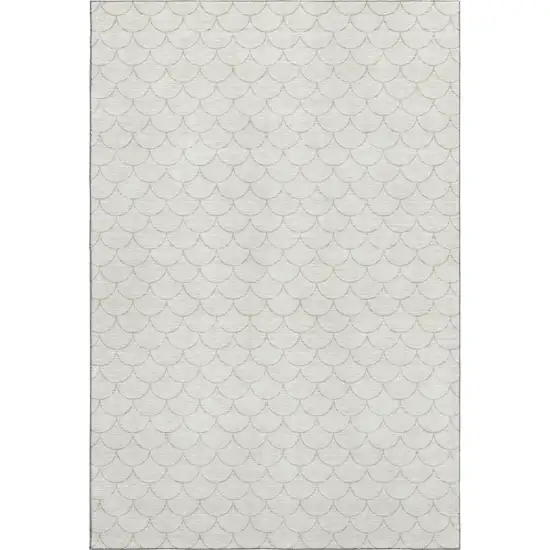 Ivory And Beige Geometric Washable Area Rug With UV Protection Photo 1