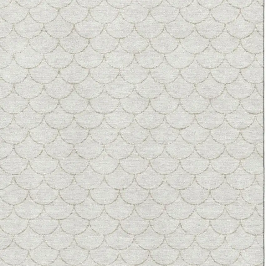 Ivory And Beige Geometric Washable Area Rug With UV Protection Photo 2