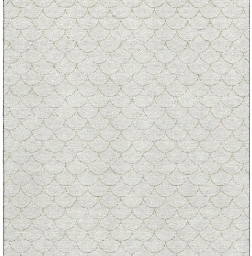 Ivory And Beige Geometric Washable Area Rug With UV Protection Photo 2