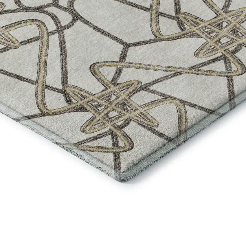 Ivory And Beige Geometric Washable Area Rug With UV Protection Photo 7