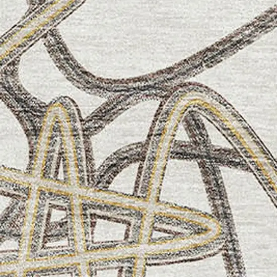 Ivory And Beige Geometric Washable Area Rug With UV Protection Photo 2