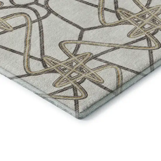 Ivory And Beige Geometric Washable Area Rug With UV Protection Photo 7