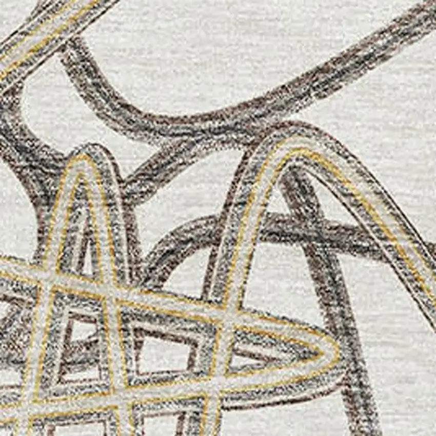 Ivory And Beige Geometric Washable Area Rug With UV Protection Photo 2