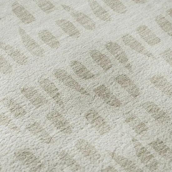 Ivory And Beige Geometric Washable Area Rug With UV Protection Photo 9