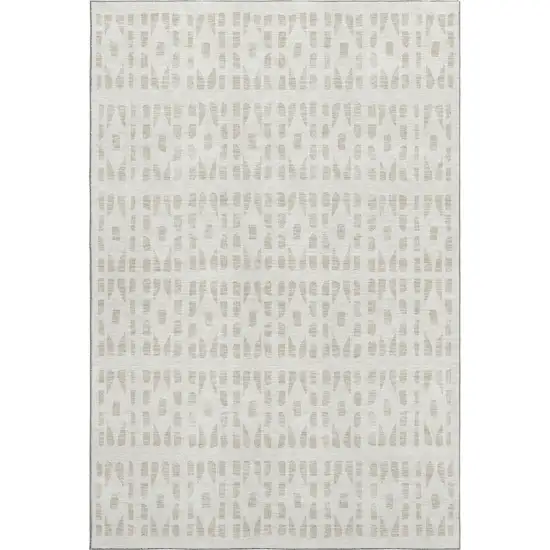 Ivory And Beige Geometric Washable Area Rug With UV Protection Photo 1