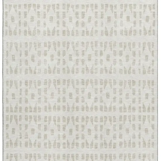 Ivory And Beige Geometric Washable Area Rug With UV Protection Photo 3