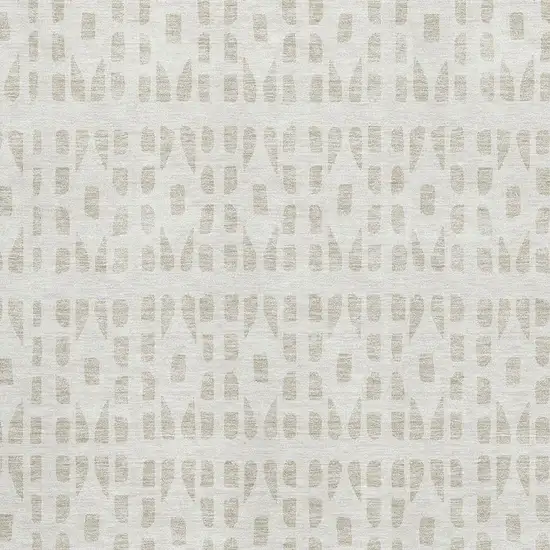 Ivory And Beige Geometric Washable Area Rug With UV Protection Photo 2