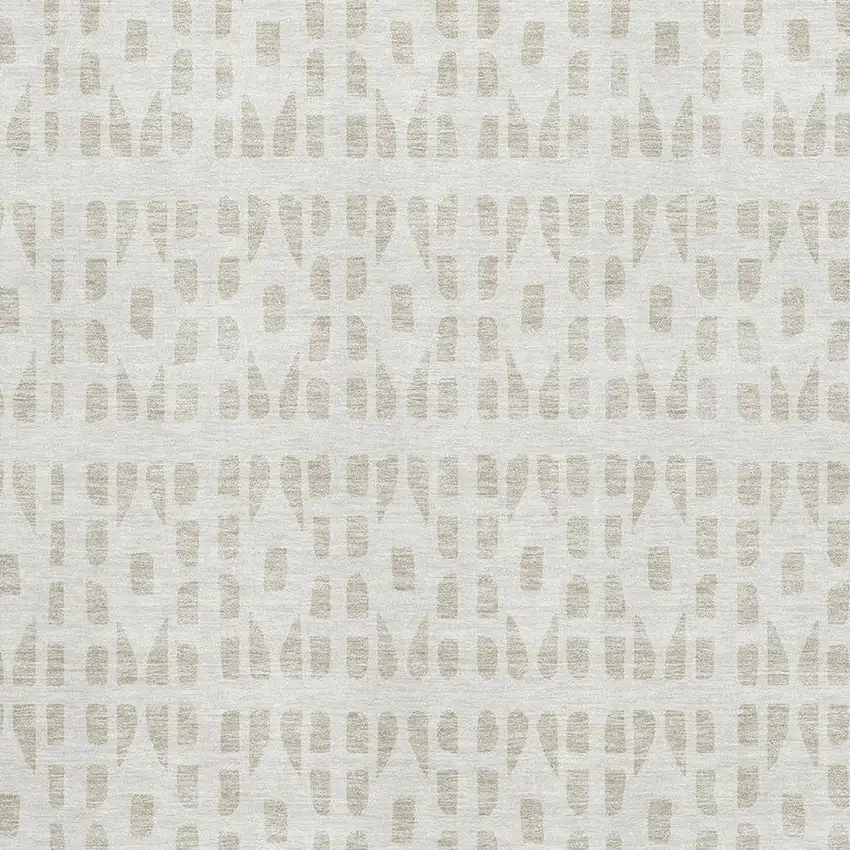 Ivory And Beige Geometric Washable Area Rug With UV Protection Photo 2