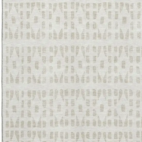 Ivory And Beige Geometric Washable Area Rug With UV Protection Photo 2