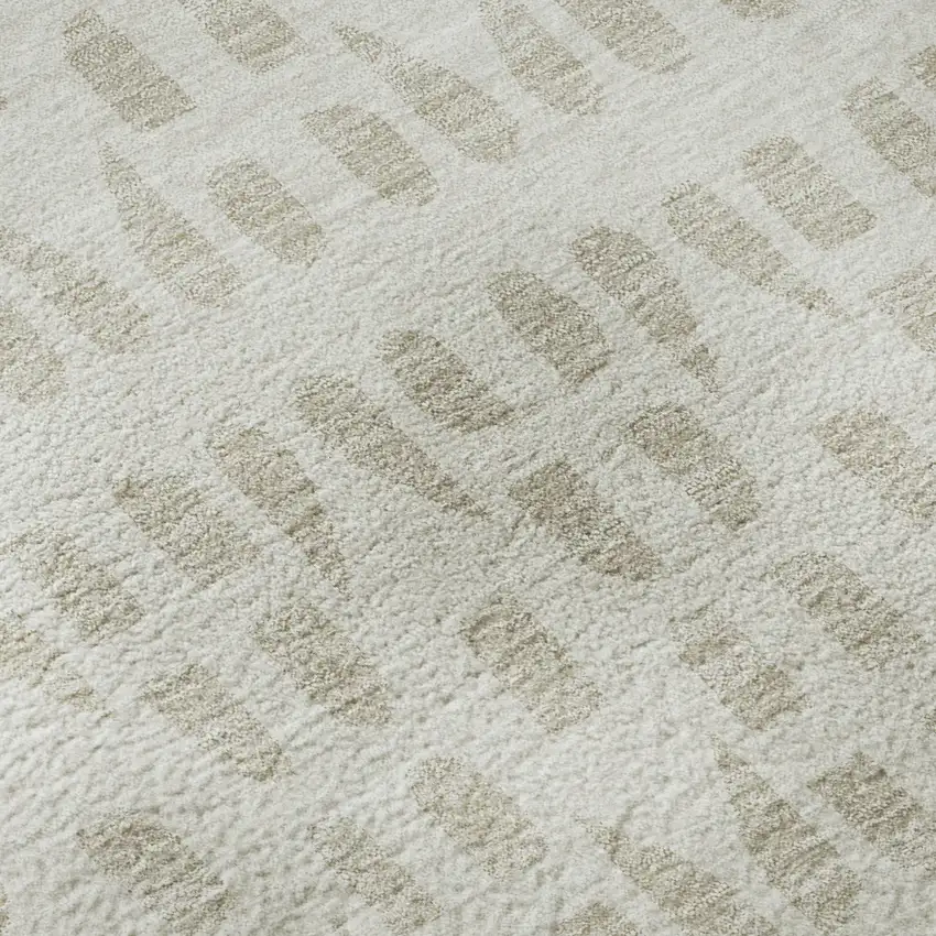 Ivory And Beige Geometric Washable Area Rug With UV Protection Photo 9