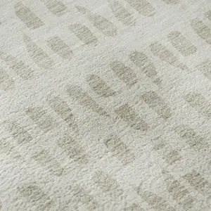 Photo of Ivory And Beige Geometric Washable Area Rug With UV Protection