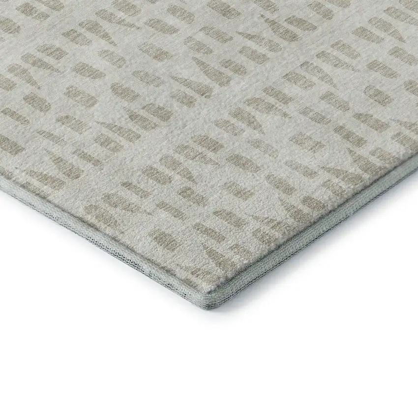 Ivory And Beige Geometric Washable Area Rug With UV Protection Photo 7
