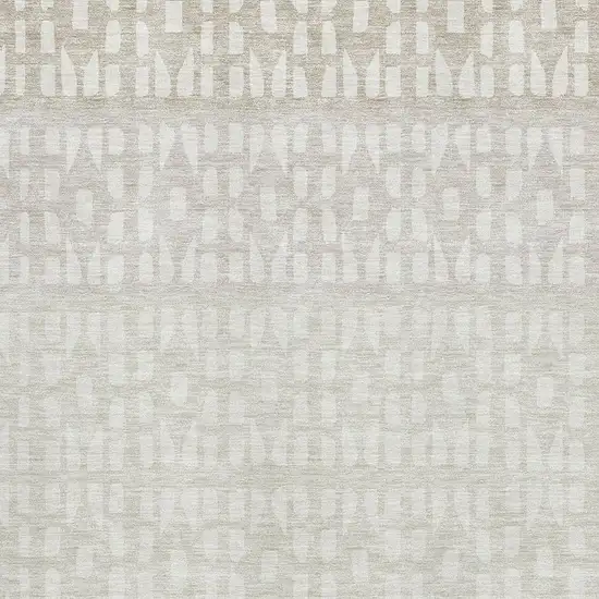 Ivory And Beige Geometric Washable Area Rug With UV Protection Photo 2
