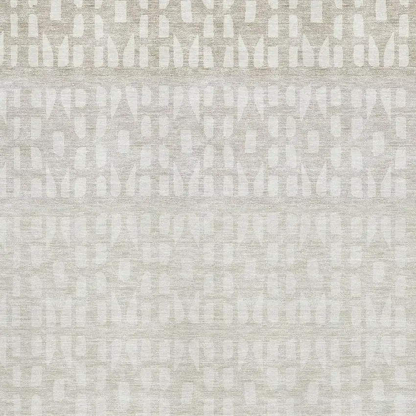 Ivory And Beige Geometric Washable Area Rug With UV Protection Photo 2