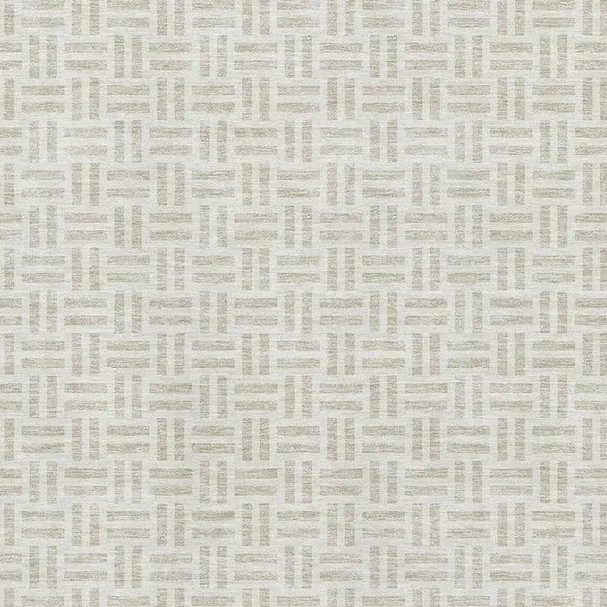 Ivory And Beige Geometric Washable Area Rug With UV Protection Photo 2