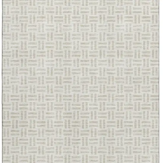Ivory And Beige Geometric Washable Area Rug With UV Protection Photo 4
