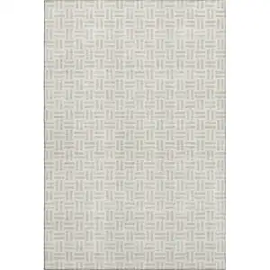 Photo of Ivory And Beige Geometric Washable Area Rug With UV Protection
