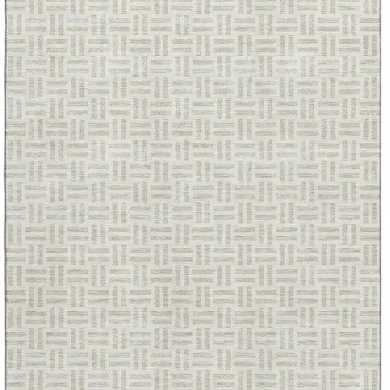 Ivory And Beige Geometric Washable Area Rug With UV Protection Photo 3