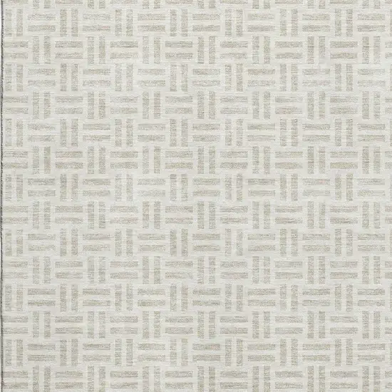 Ivory And Beige Geometric Washable Area Rug With UV Protection Photo 2