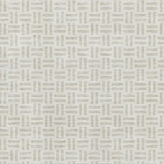 Ivory And Beige Geometric Washable Area Rug With UV Protection Photo 2