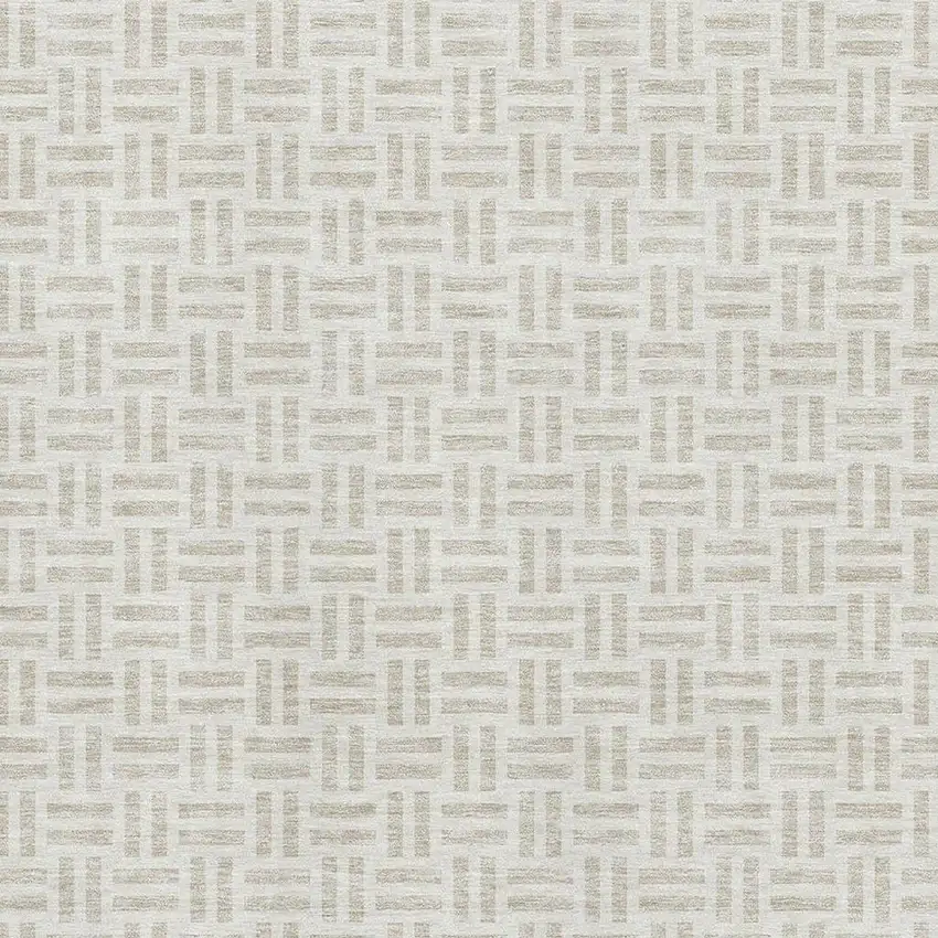 Ivory And Beige Geometric Washable Area Rug With UV Protection Photo 2