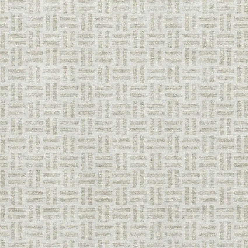 Ivory And Beige Geometric Washable Area Rug With UV Protection Photo 2