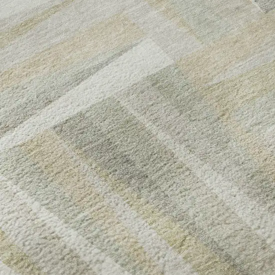 Ivory And Beige Geometric Washable Area Rug With UV Protection Photo 9