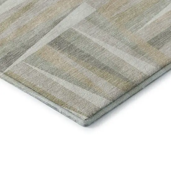 Ivory And Beige Geometric Washable Area Rug With UV Protection Photo 6