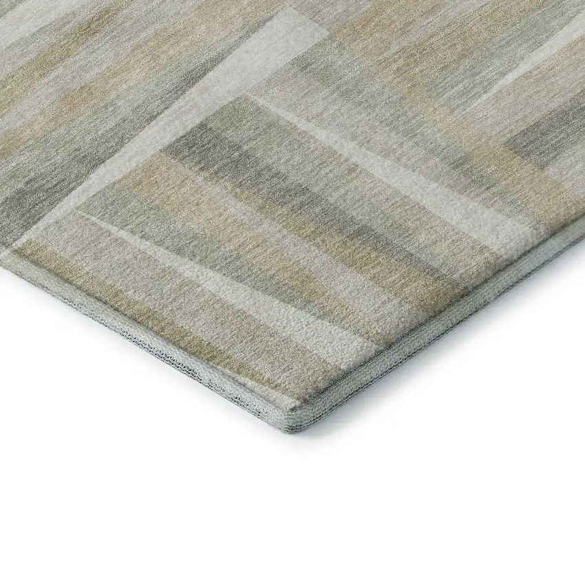 Ivory And Beige Geometric Washable Area Rug With UV Protection Photo 6