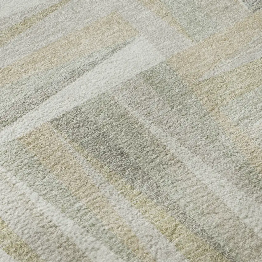 Ivory And Beige Geometric Washable Area Rug With UV Protection Photo 8