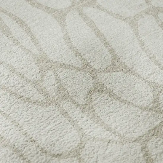 Ivory And Beige Geometric Washable Area Rug With UV Protection Photo 9