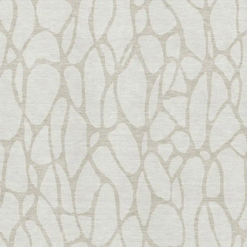 Ivory And Beige Geometric Washable Area Rug With UV Protection Photo 2