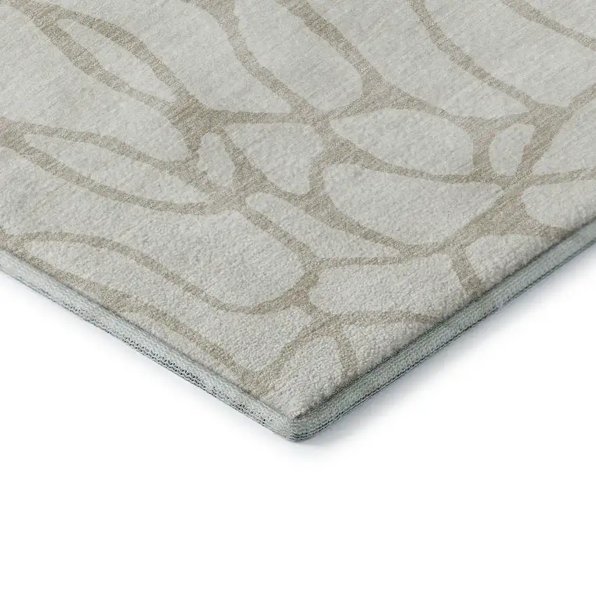 Ivory And Beige Geometric Washable Area Rug With UV Protection Photo 7