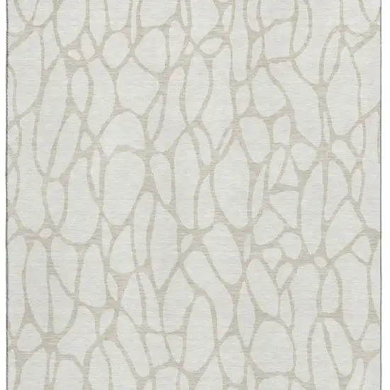 Ivory And Beige Geometric Washable Area Rug With UV Protection Photo 3