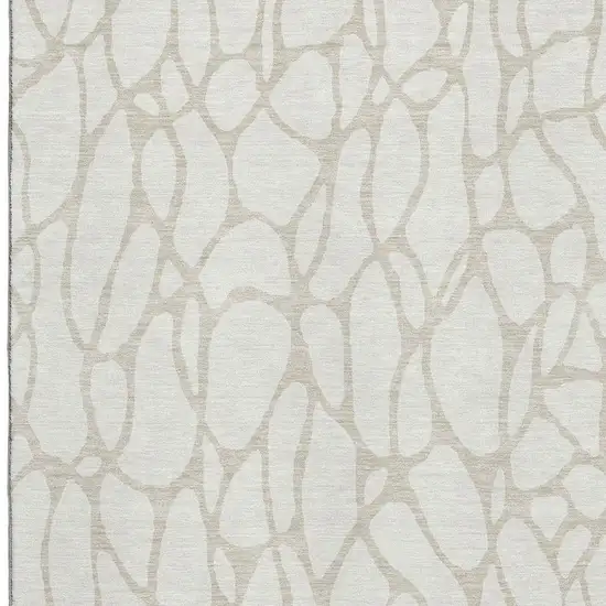 Ivory And Beige Geometric Washable Area Rug With UV Protection Photo 2