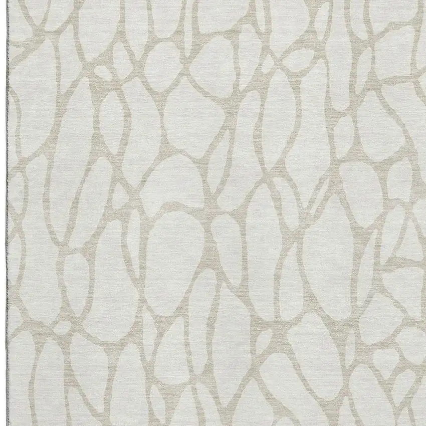 Ivory And Beige Geometric Washable Area Rug With UV Protection Photo 2