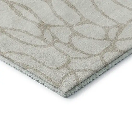 Ivory And Beige Geometric Washable Area Rug With UV Protection Photo 7